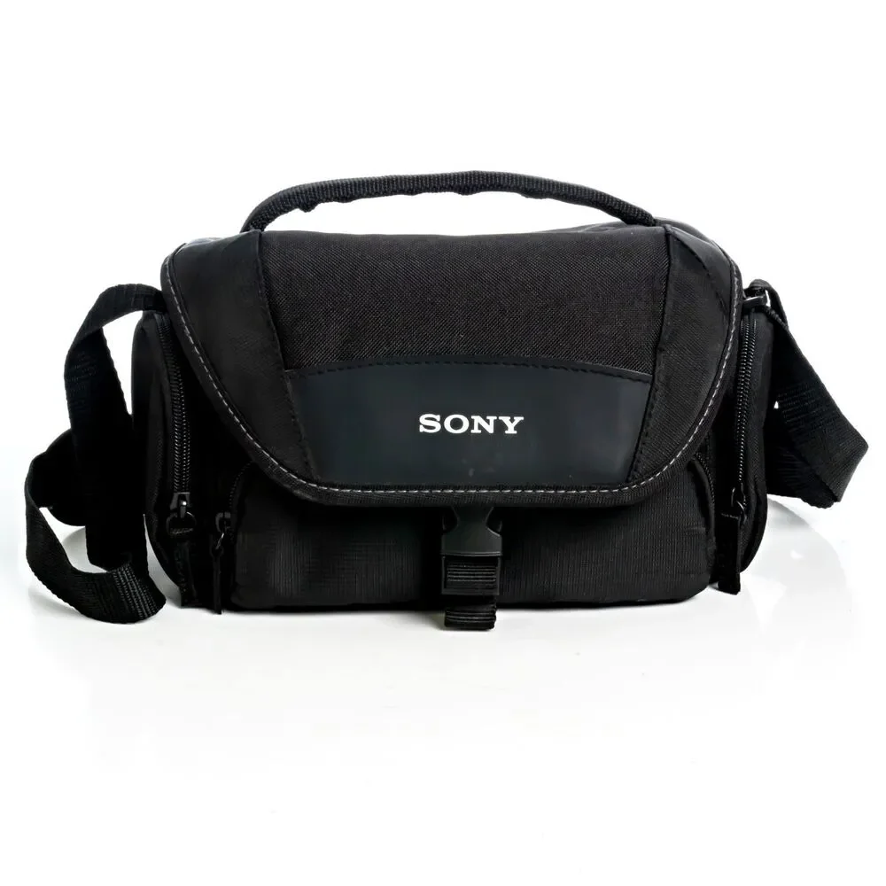 Sony LCS-U21 Soft Camera Case Bag Padded Black Nylon 4 Zip Compartments